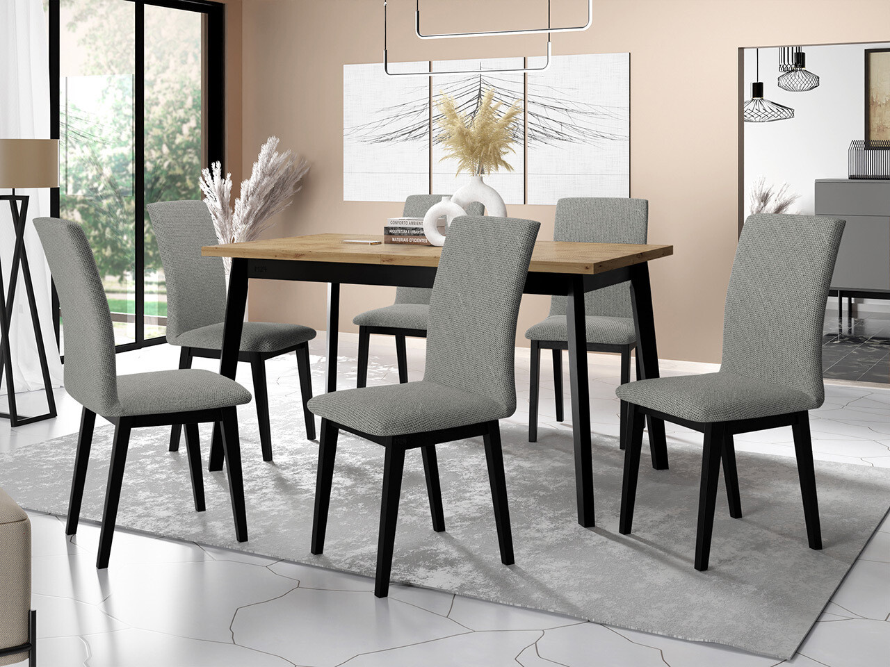 Conjunto de comedor Victorville 321 (Negro)