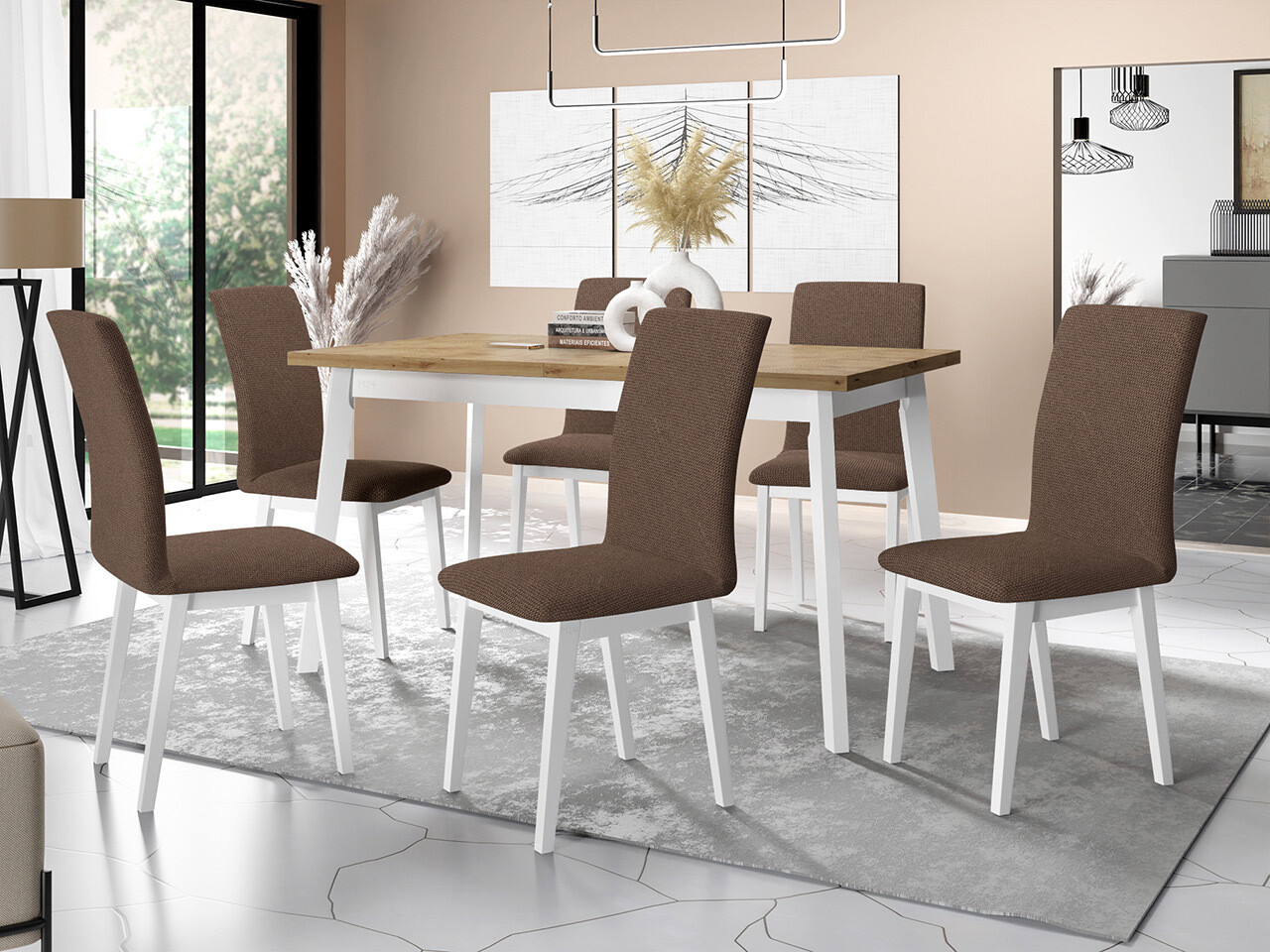Conjunto de mesas y sillas para comedor Victorville 321 (Blanco)