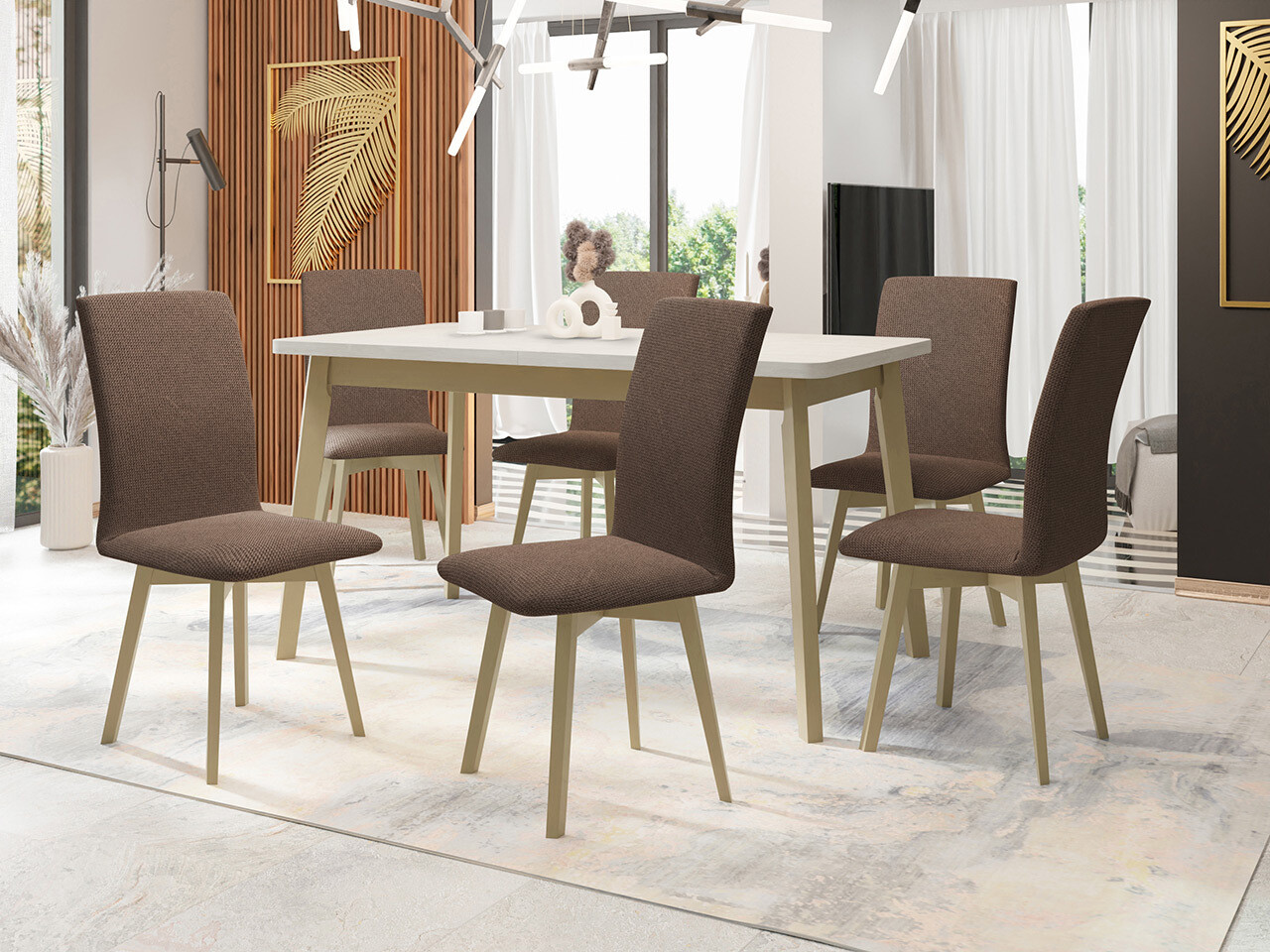 Conjunto de mesas y sillas para comedor Victorville 323 (Roble Sonoma)