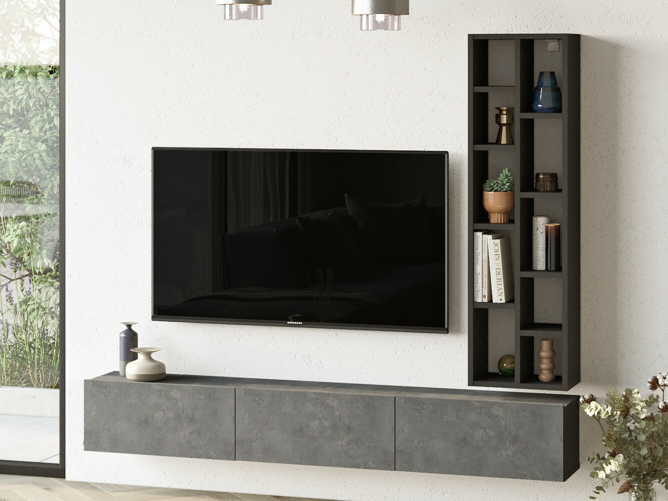 Conjunto de salón Kailua 901 (Gris + Negro)