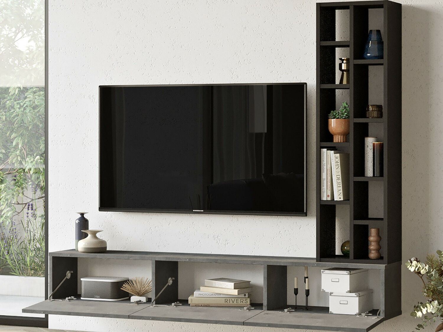 Conjunto de salón Kailua 901 (Gris + Negro)