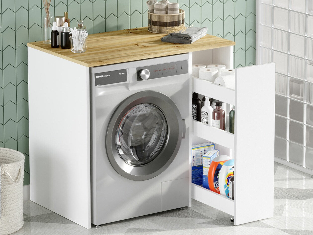 Estantería para baño Kailua 339 (Blanco + Roble)