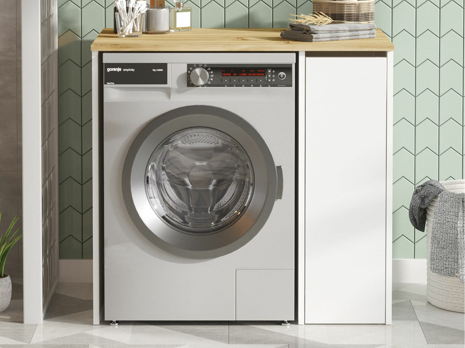 Estantería para baño Kailua 339 (Blanco + Roble)