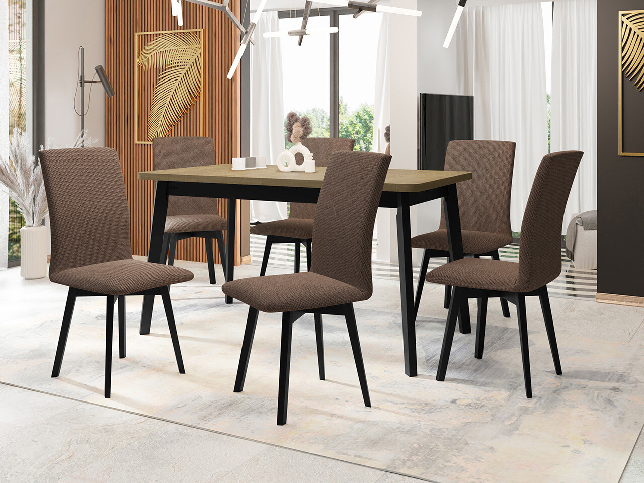 Conjunto de comedor Victorville 325 (Negro)