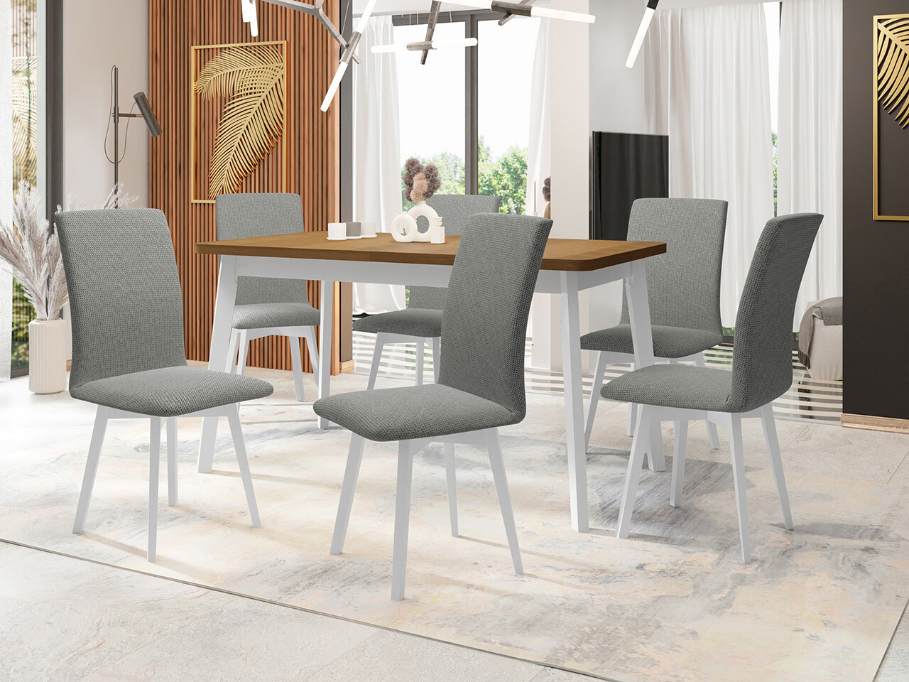 Conjunto de mesas y sillas para comedor Victorville 324 (Blanco)