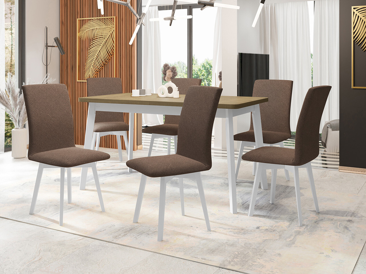 Conjunto de mesas y sillas para comedor Victorville 325 (Blanco)