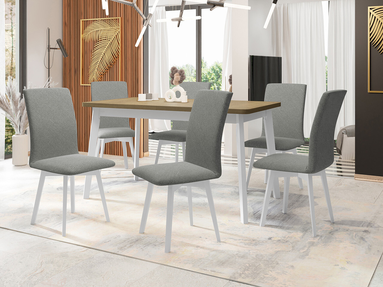 Conjunto de mesas y sillas para comedor Victorville 325 (Blanco)