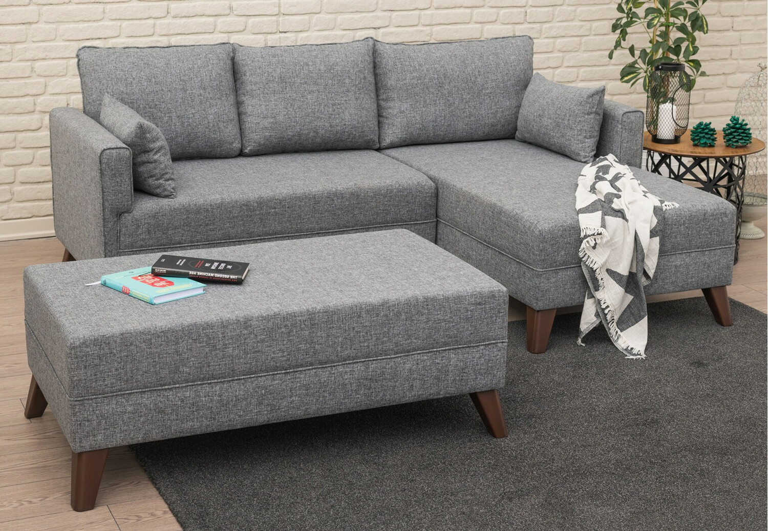 Conjunto de muebles tapizado Fenlua 100 (Gris)