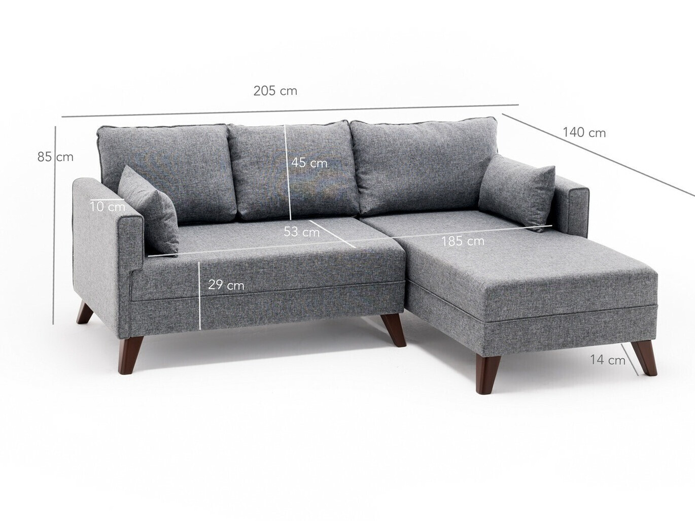 Conjunto de muebles tapizado Fenlua 100 (Gris)