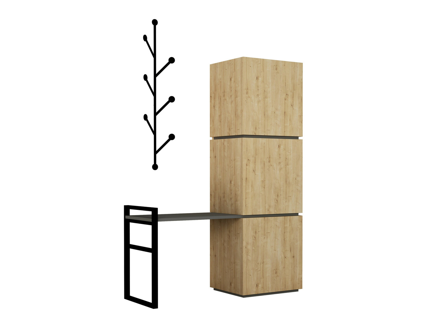 Conjunto de recibidor Kailua 346 (Antracita + Roble)