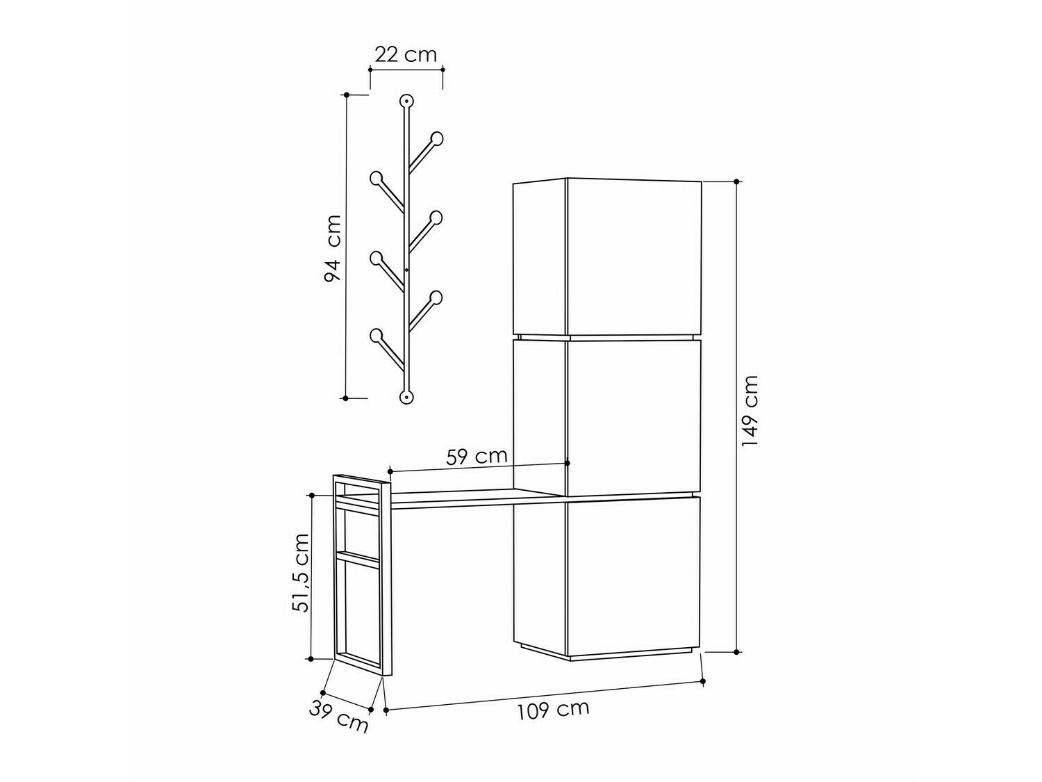 Conjunto de recibidor Kailua 346 (Antracita + Roble)