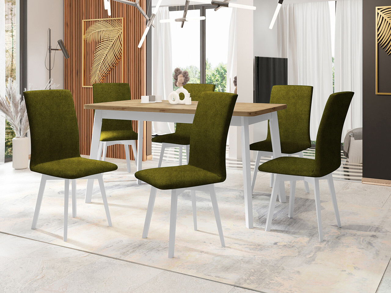 Conjunto de mesas y sillas para comedor Victorville 326 (Blanco)