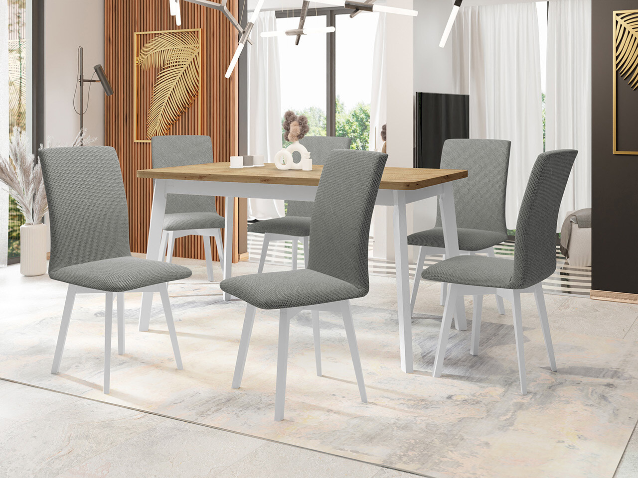 Conjunto de mesas y sillas para comedor Victorville 326 (Blanco)