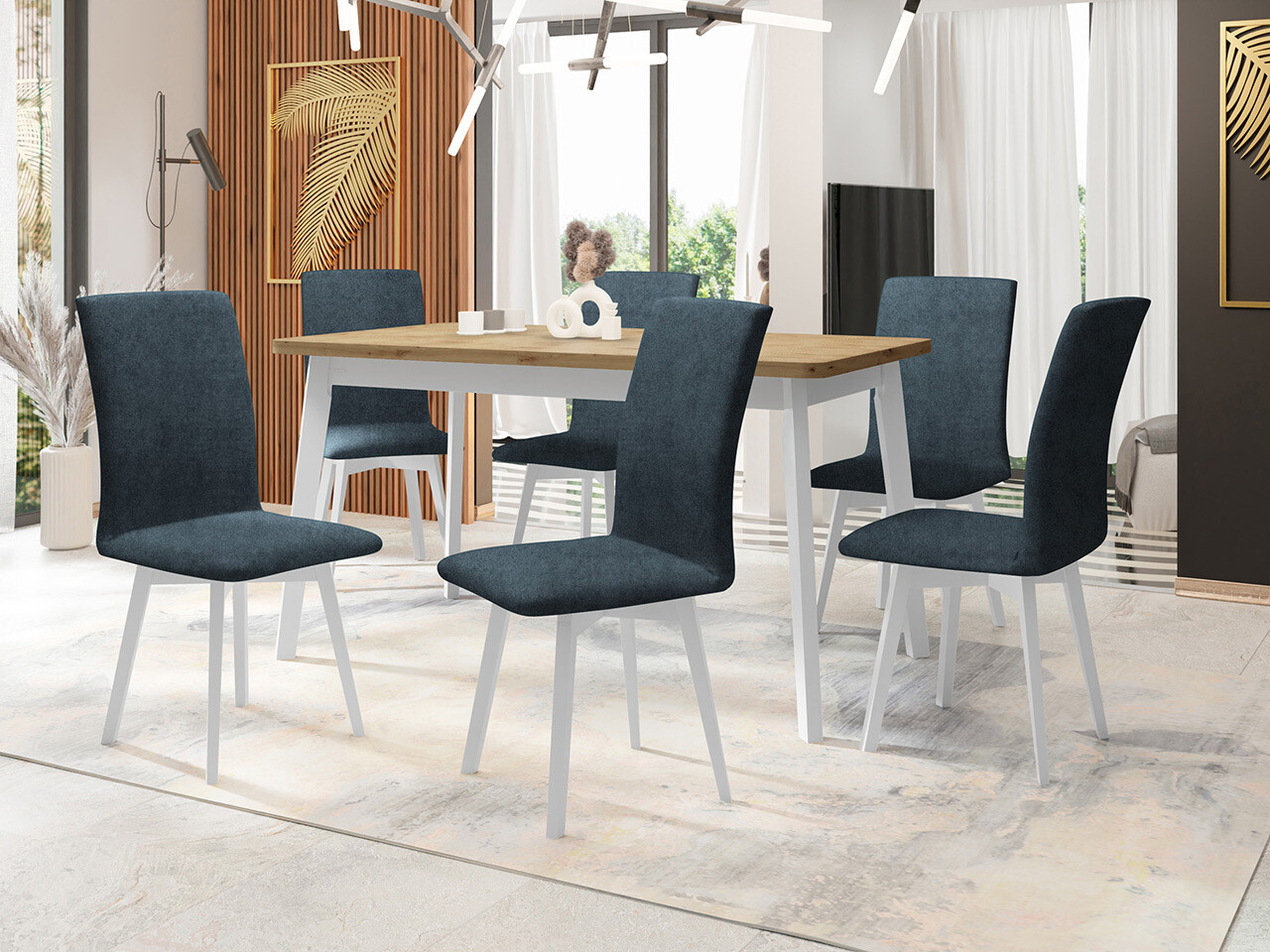 Conjunto de mesas y sillas para comedor Victorville 326 (Blanco)