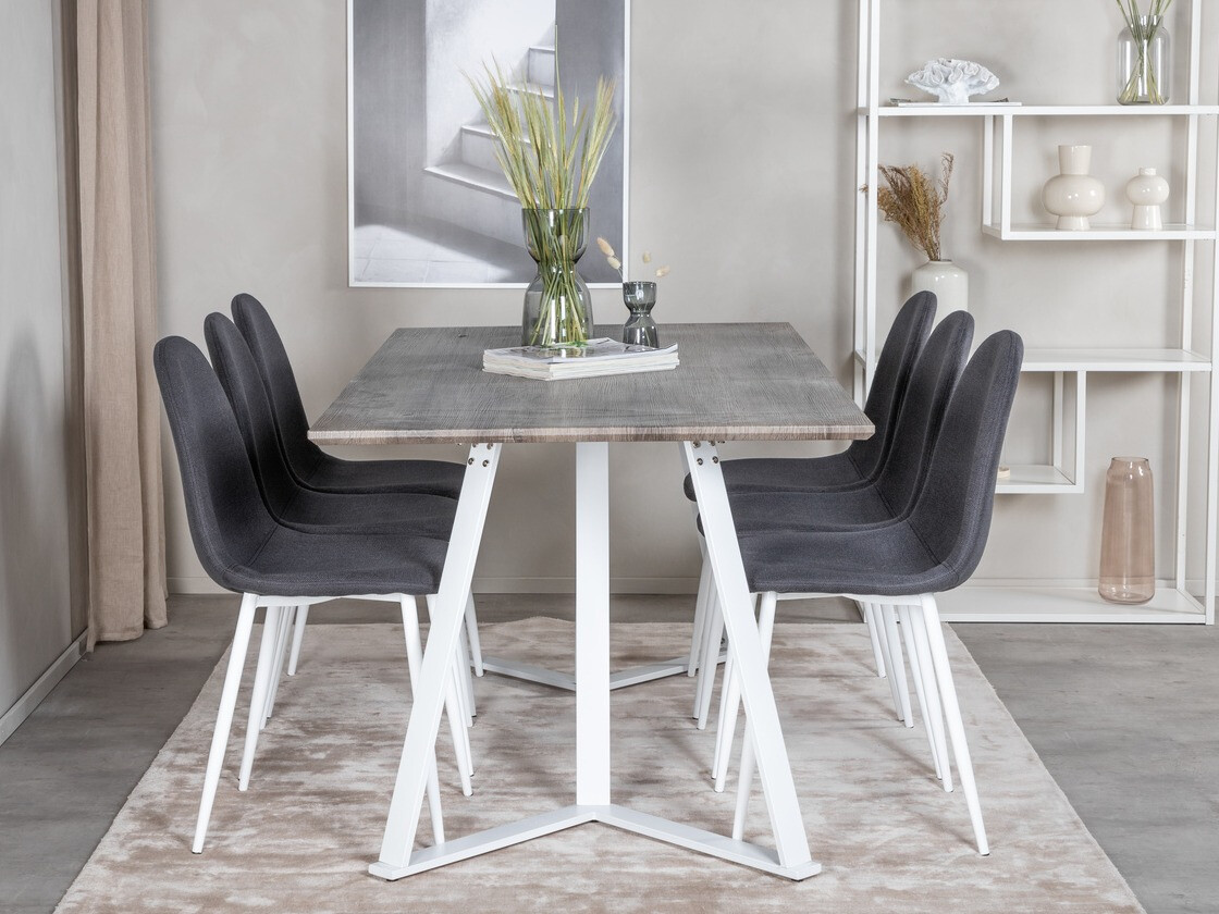 Conjunto de mesas y sillas para comedor Dallas 1804 (Blanco + Negro)