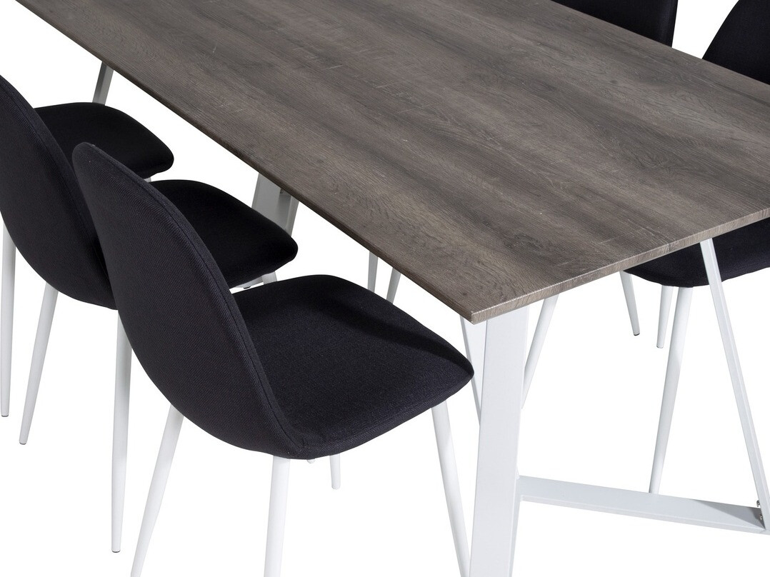 Conjunto de mesas y sillas para comedor Dallas 1804 (Blanco + Negro)