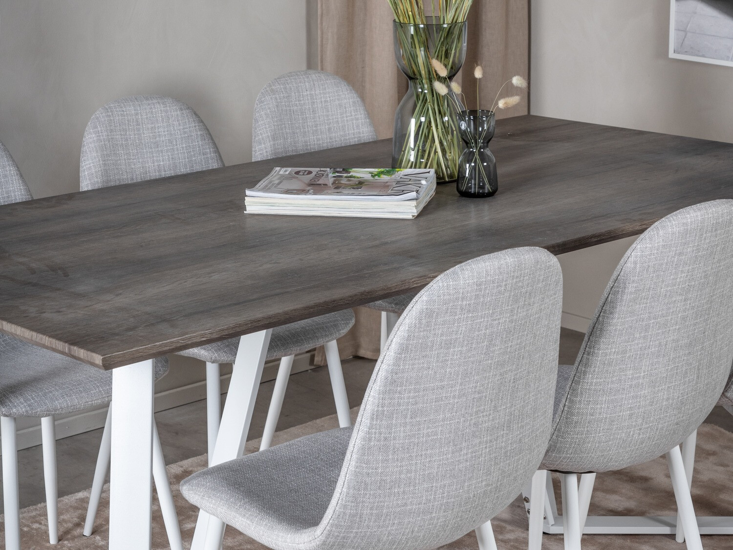 Conjunto de mesas y sillas para comedor Dallas 1804 (Gris claro + Blanco)