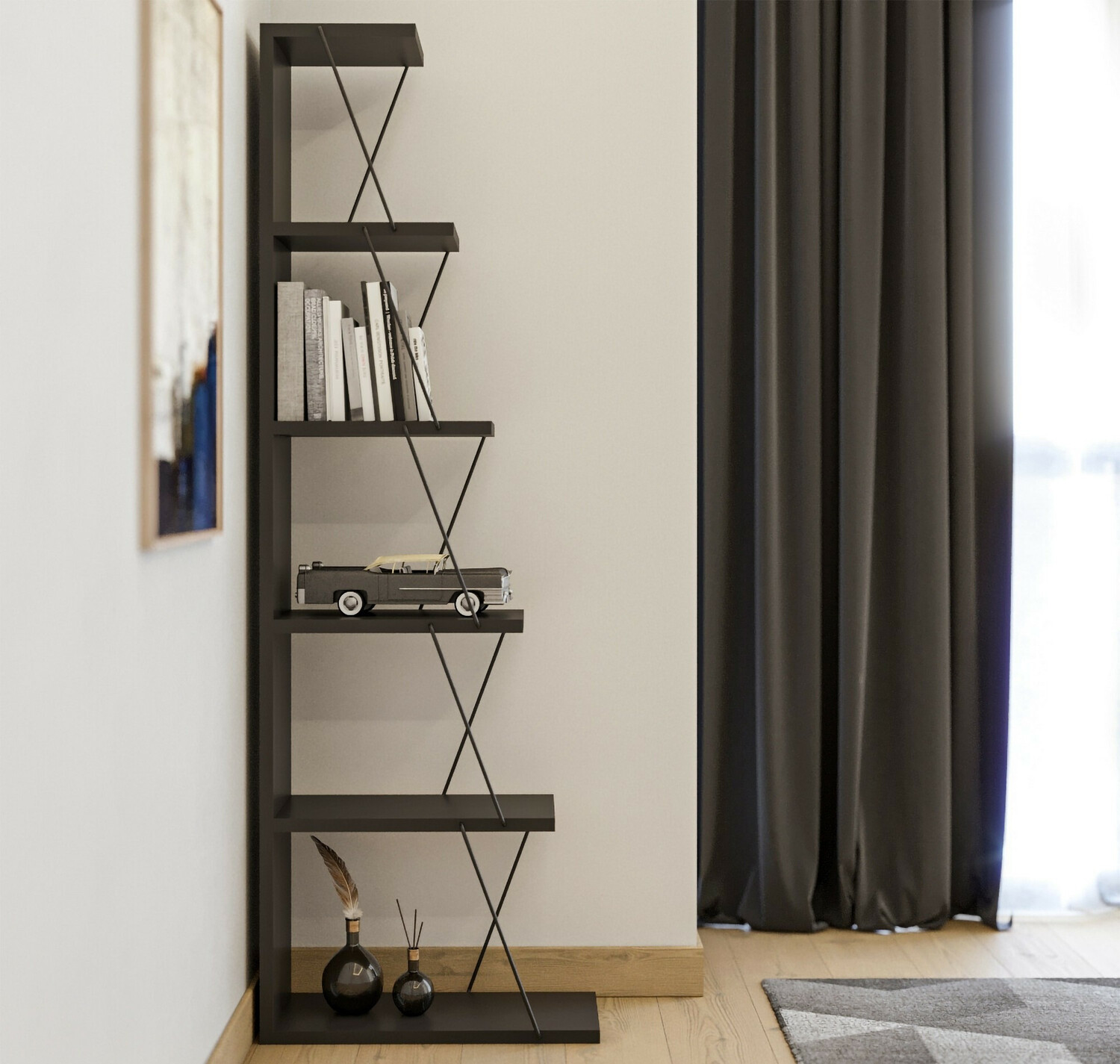 Estantería Kailua 371 (Antracita + Negro)