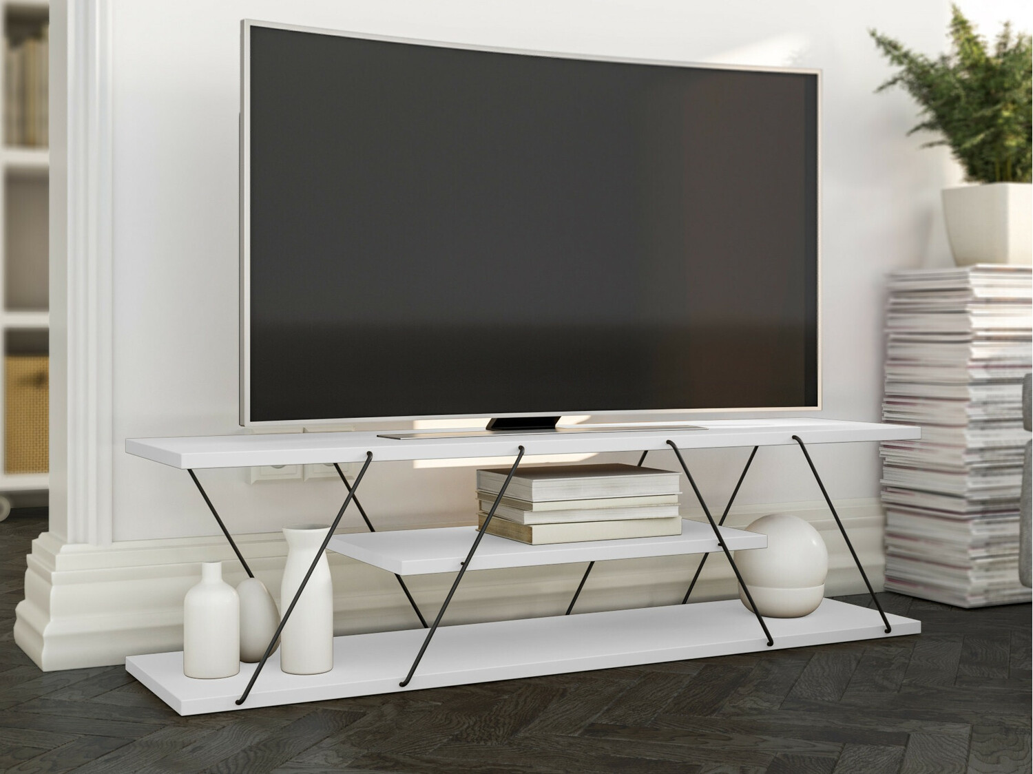 Mueble TV Kailua 365 (Blanco + Negro)