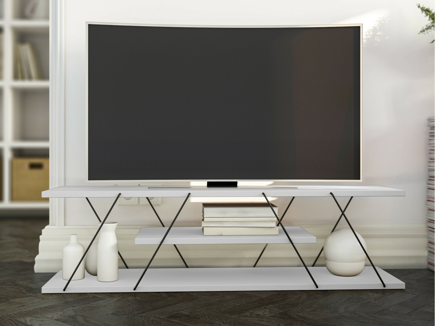 Mueble TV Kailua 365 (Blanco + Negro)