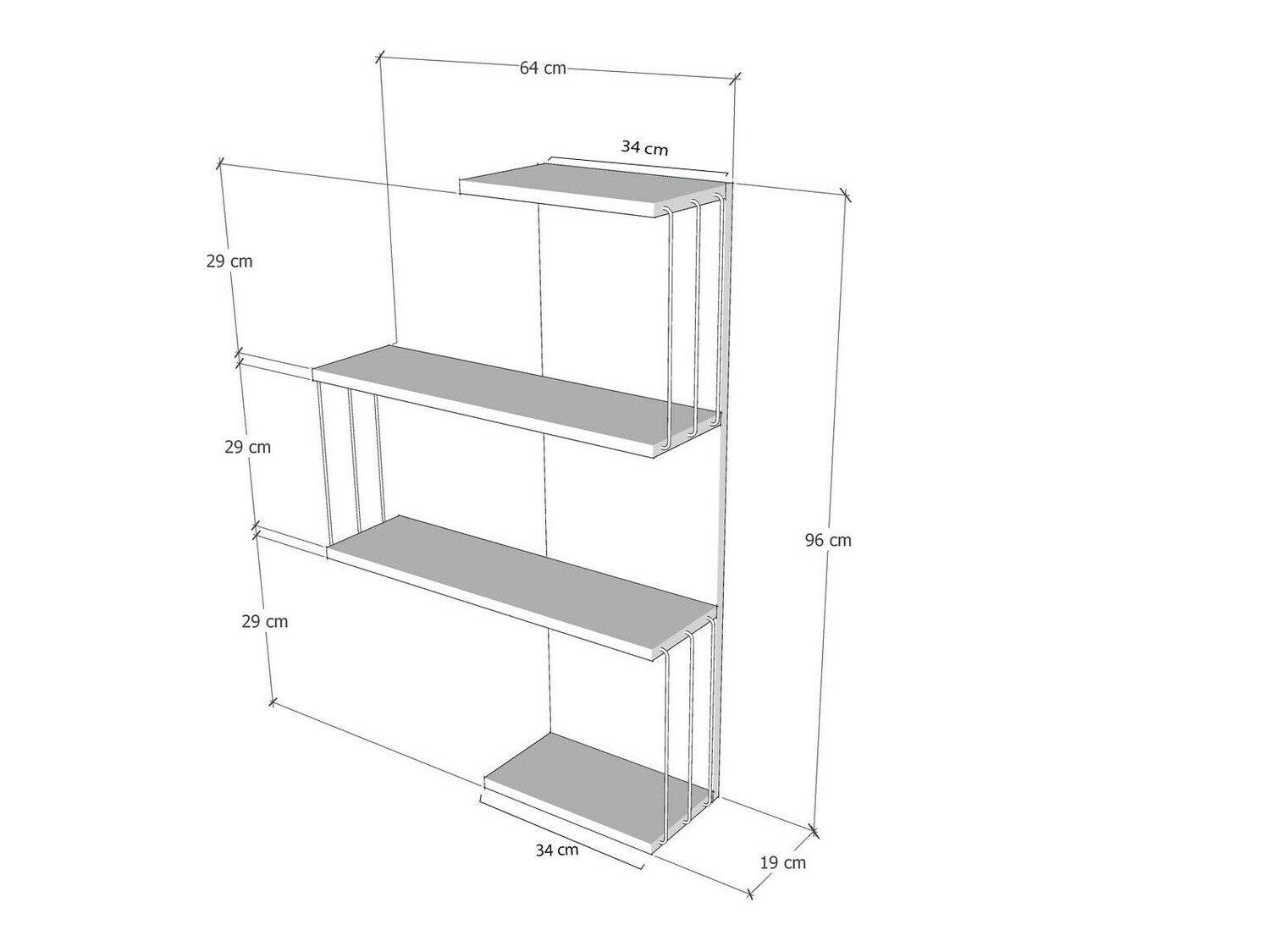 Estantería de pared Kailua 406 (Blanco + Antracita)