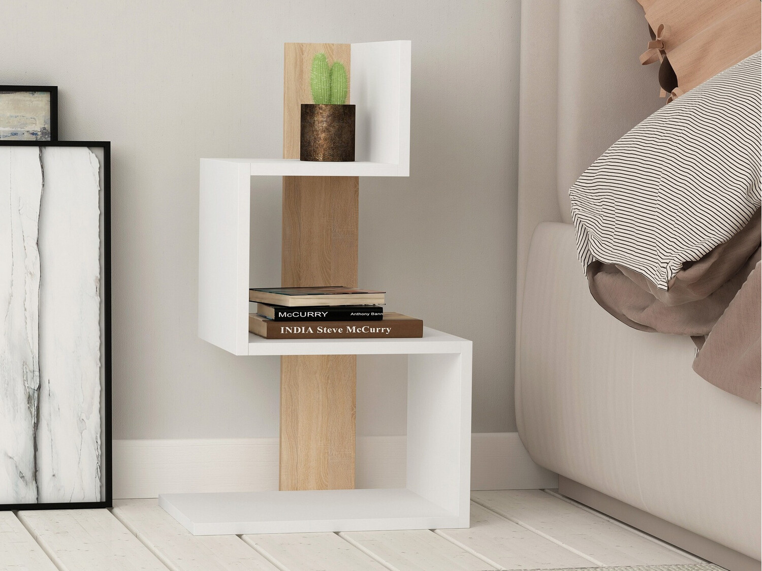 Mesa auxiliar Kailua 401 (Blanco + Roble)