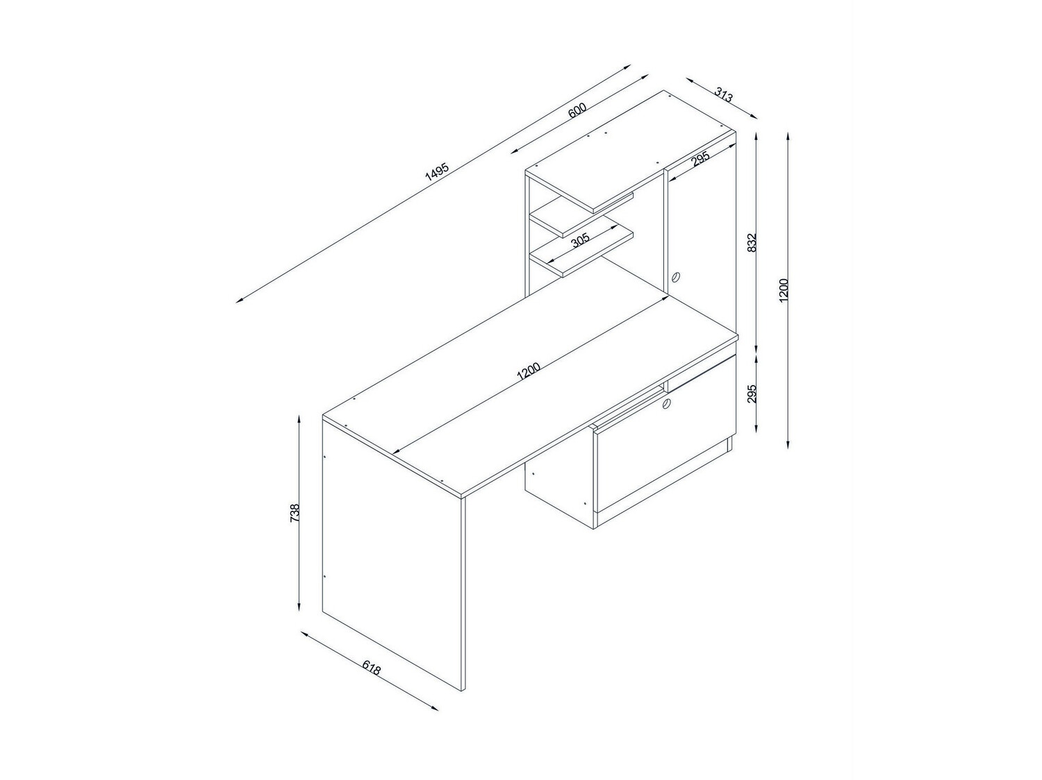 Mesa de oficina Kailua 405 (Blanco)