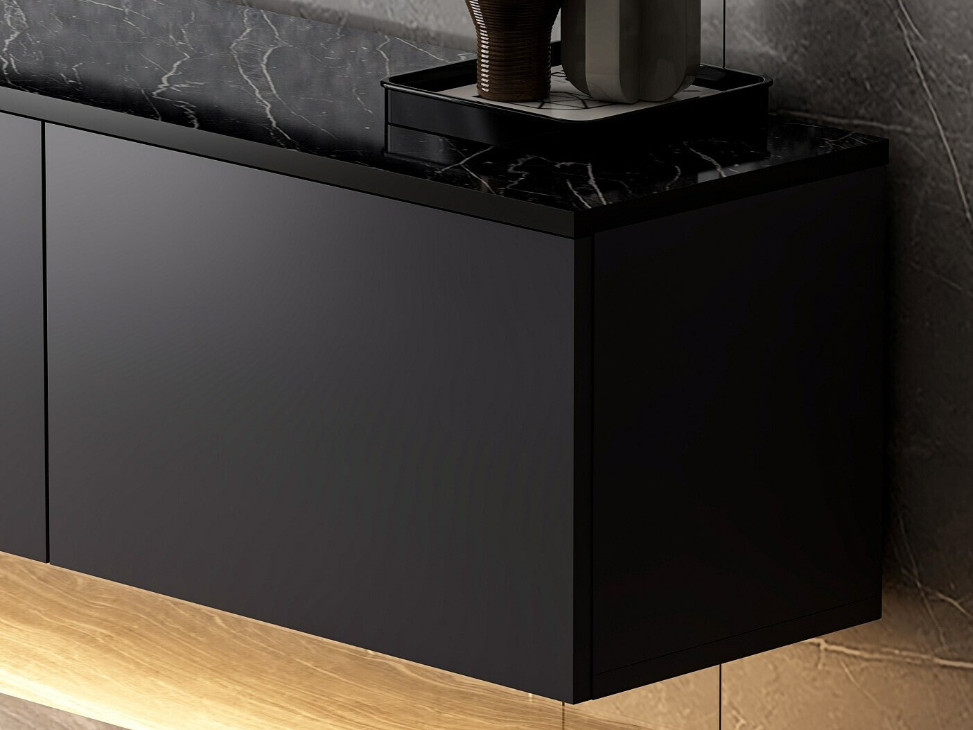 Mueble TV Kailua 408 (Antracita + Mármol negro)