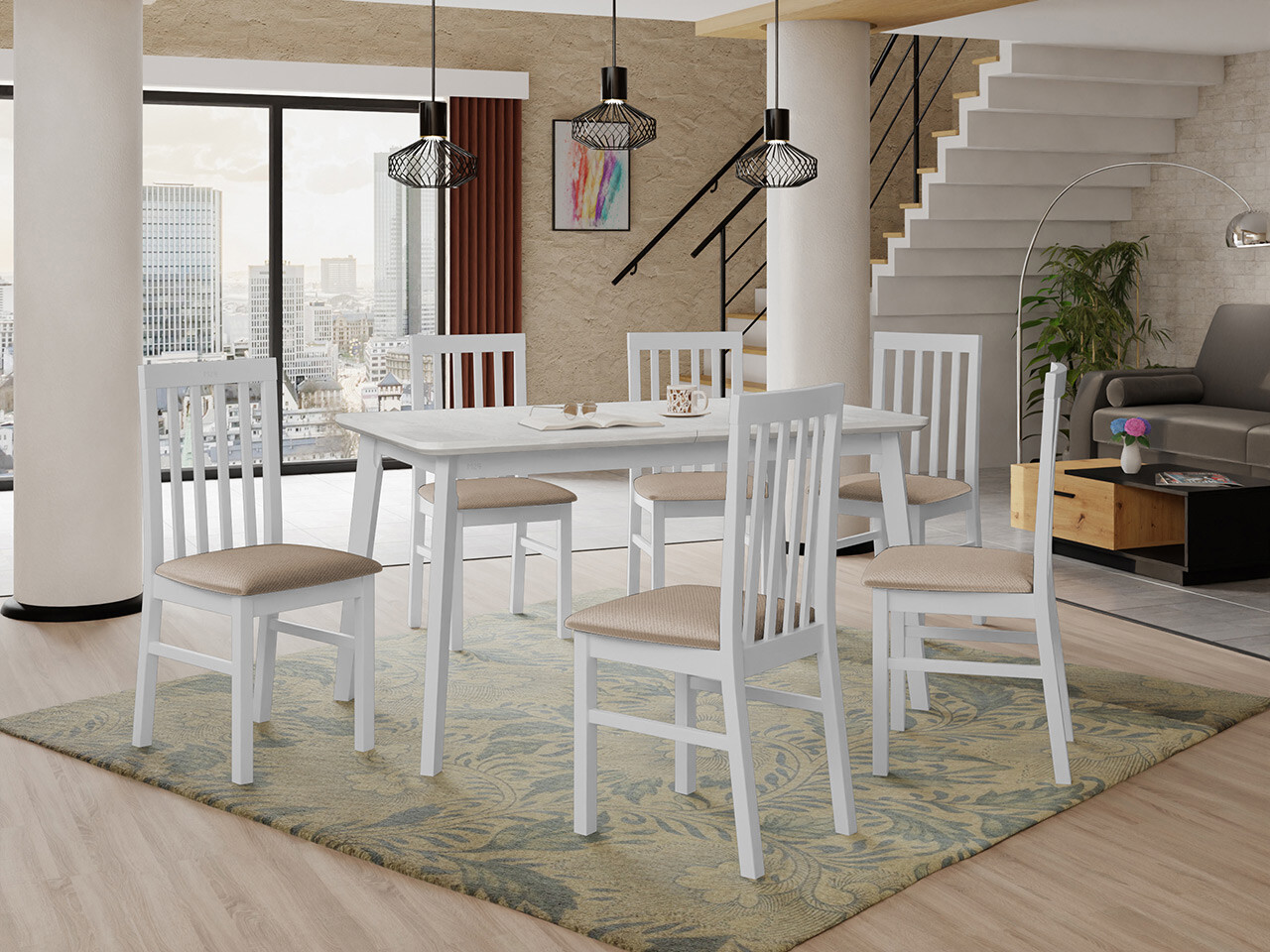 Conjunto de comedor Victorville 267 (Blanco)