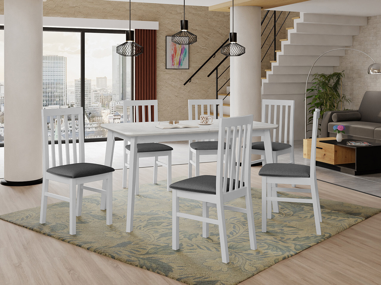 Conjunto de comedor Victorville 267 (Blanco)