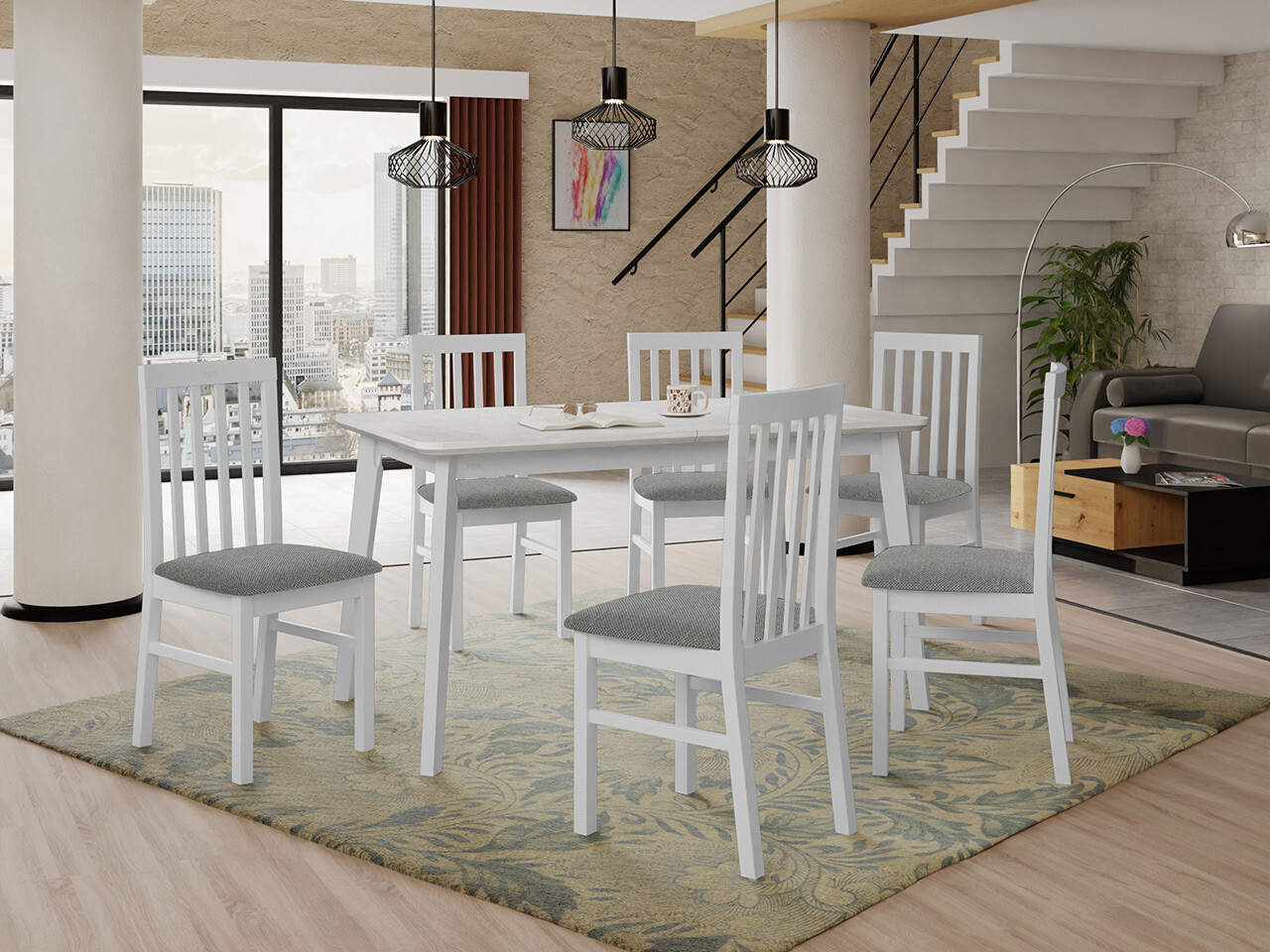 Conjunto de comedor Victorville 267 (Blanco)
