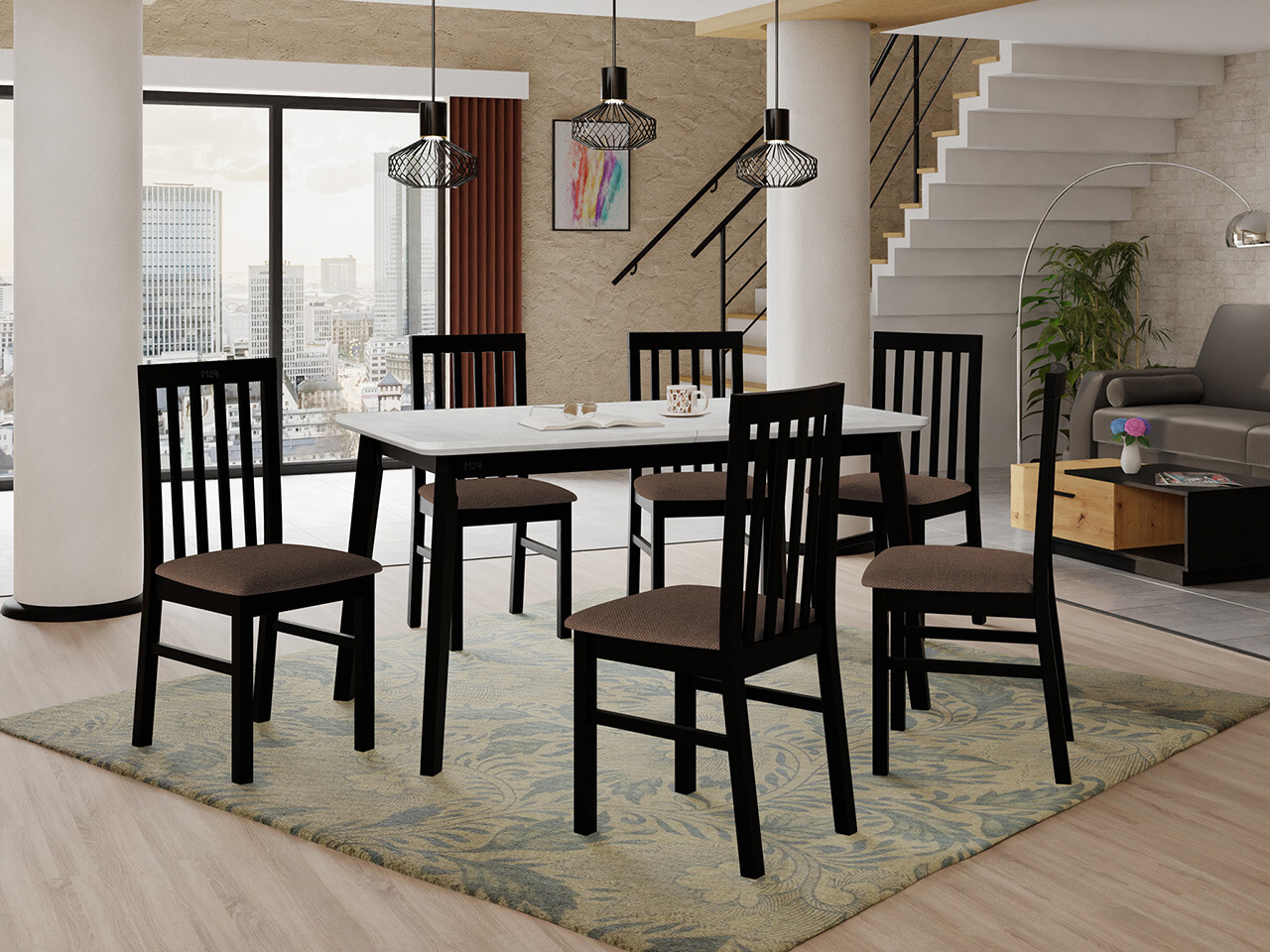 Conjunto de comedor Victorville 267 (Negro)