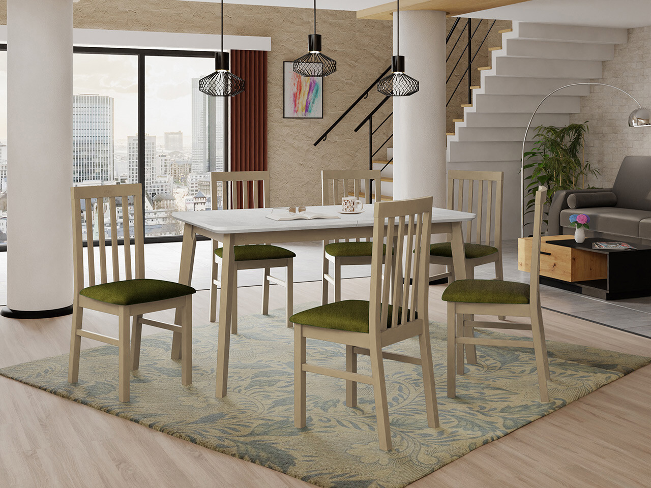 Conjunto de comedor Victorville 267 (Roble Sonoma)