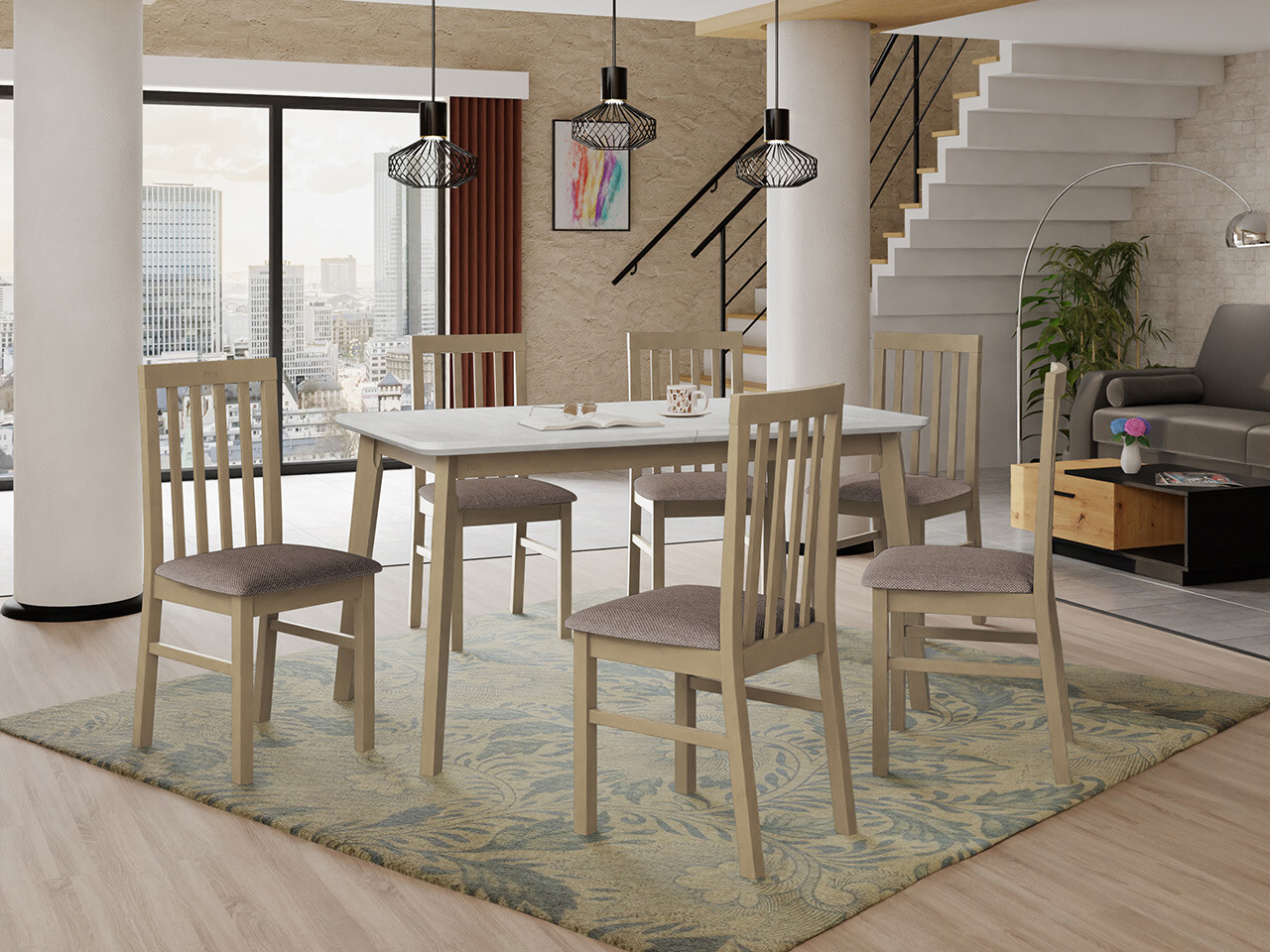 Conjunto de comedor Victorville 267 (Roble Sonoma)