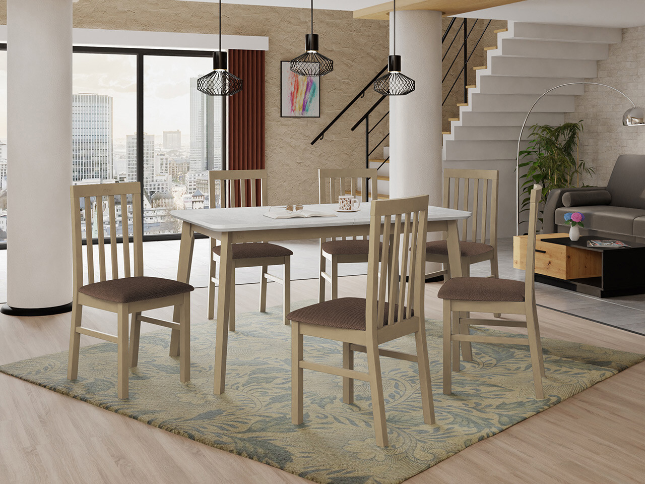 Conjunto de comedor Victorville 267 (Roble Sonoma)