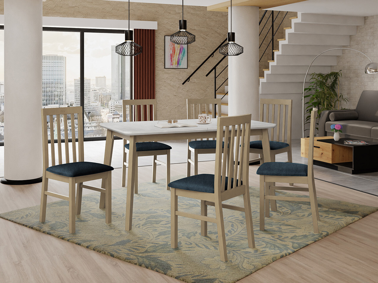 Conjunto de comedor Victorville 267 (Roble Sonoma)