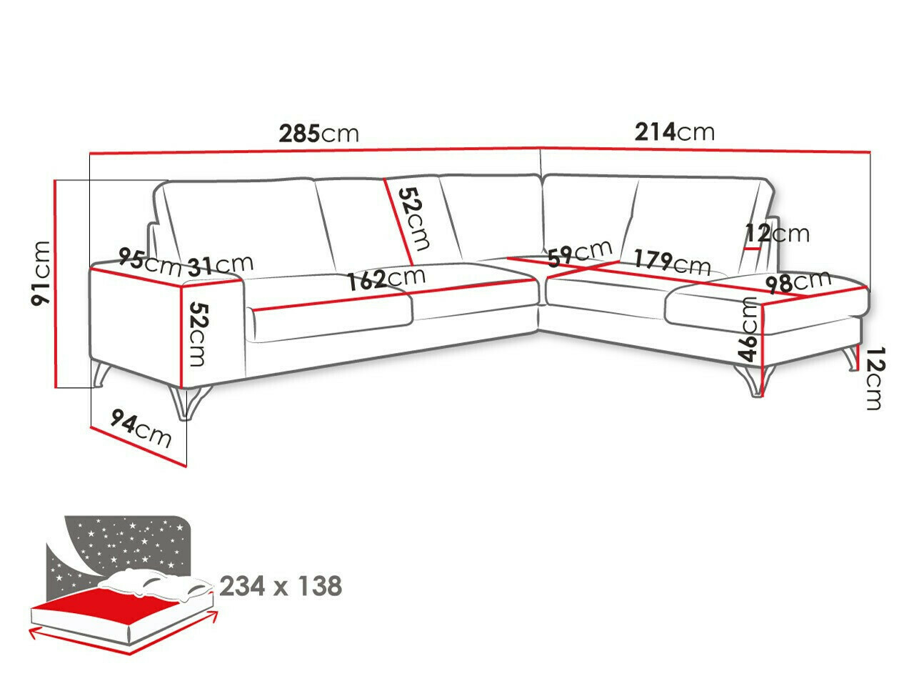 Sofá rinconero ComfiDream Lyrana II (Vogue 16)