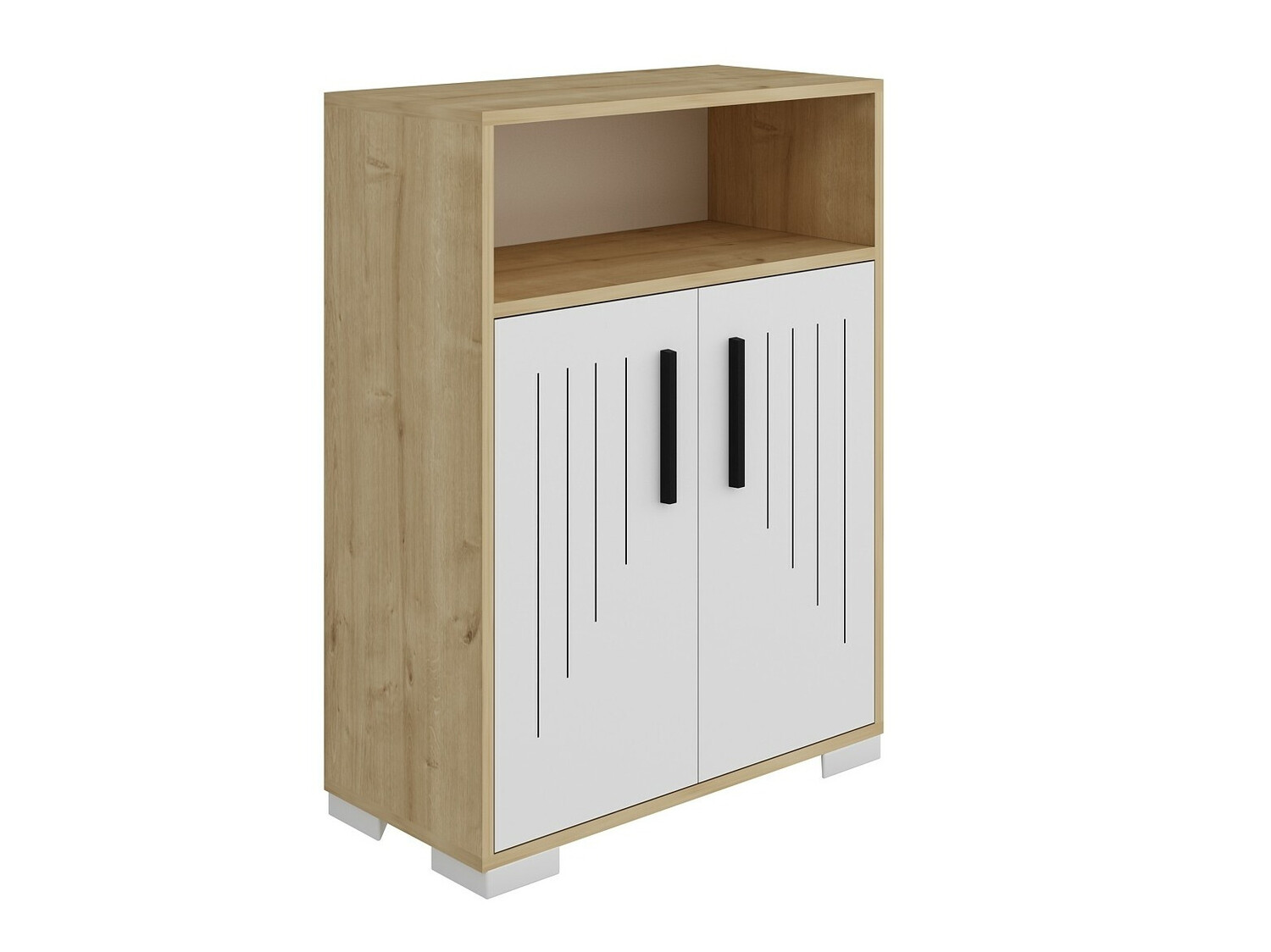 Armario de baño de pie Kailua 461 (Blanco + Roble)