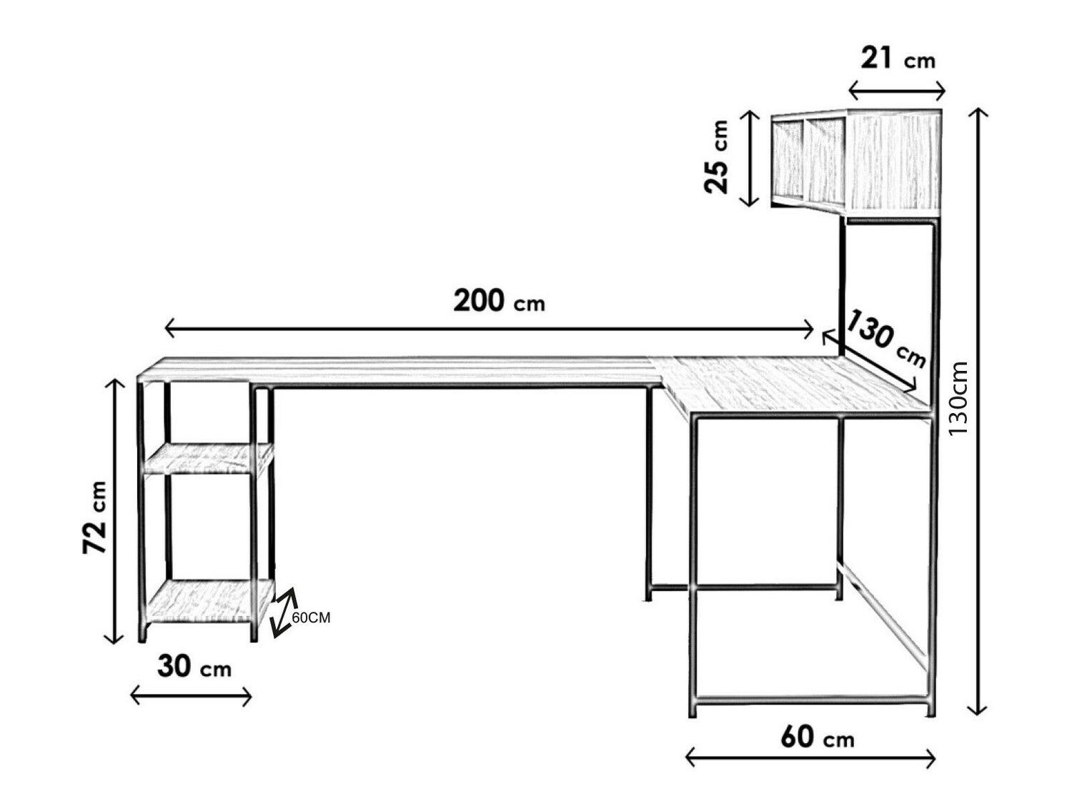Mesa de ordenador esquinera Kailua 445