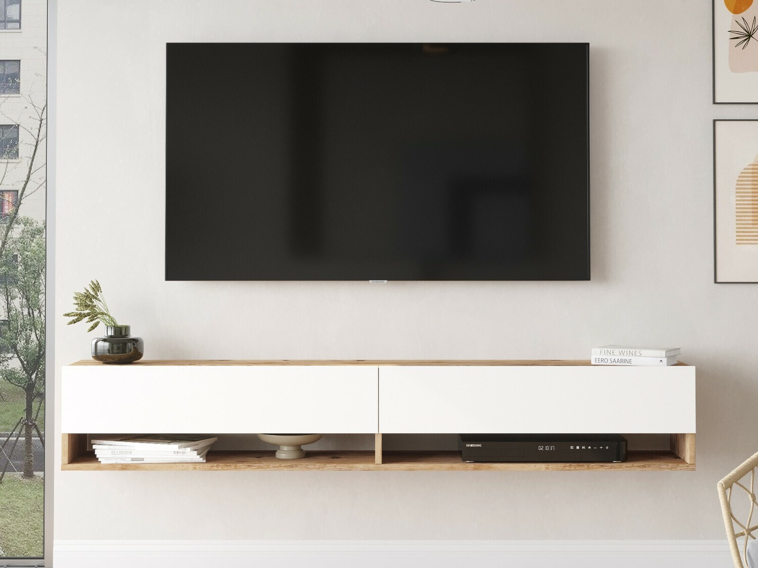 Mueble TV Kailua 458 (Blanco + Pino)