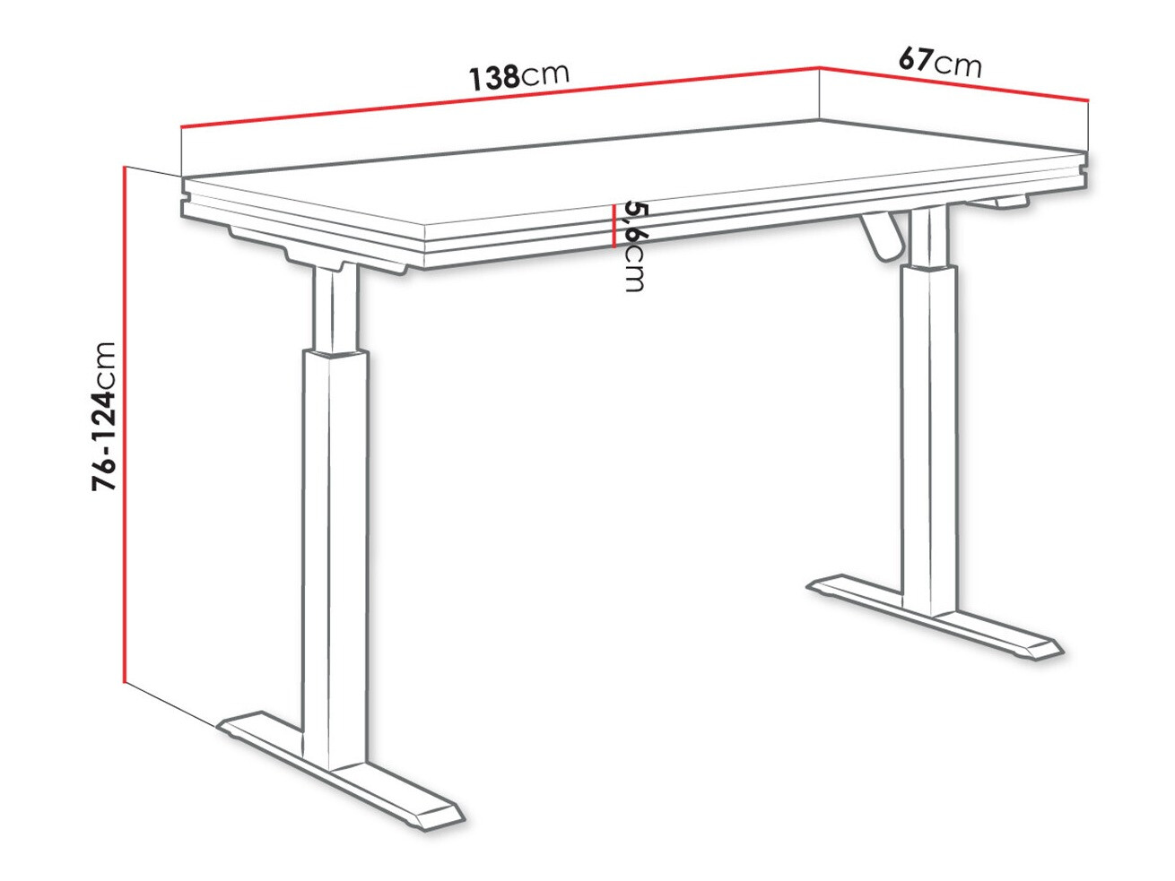 Escritorio de altura regulable Tucson 170 (Roble Artisan + Negro mate)