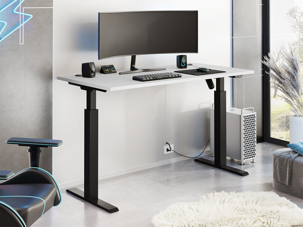 Escritorio de altura regulable Tucson 171 (Gris claro + Negro mate)