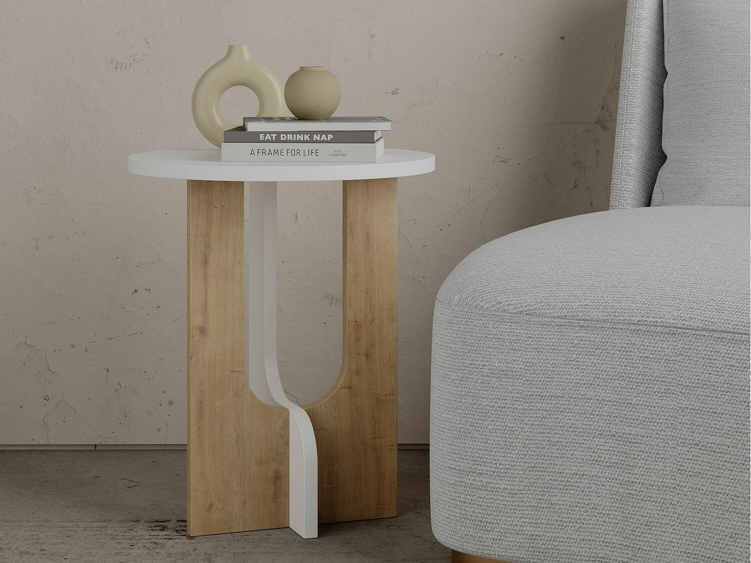 Mesa auxiliar Kailua 467 (Roble + Blanco)