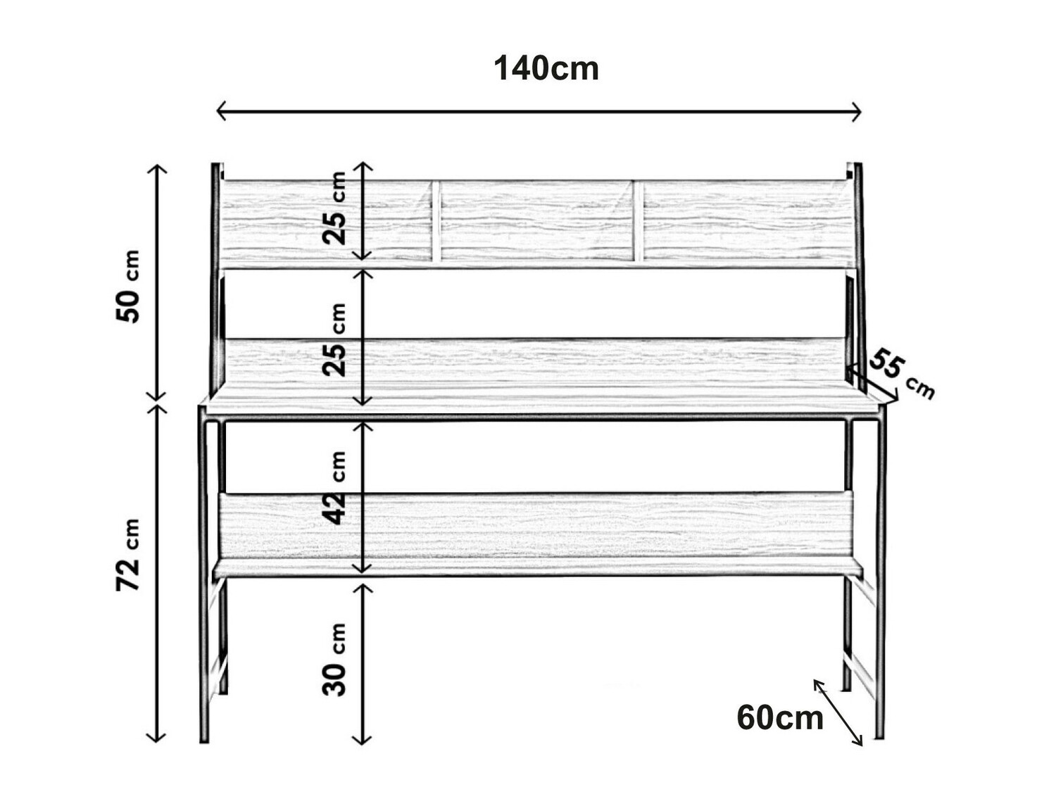 Mesa de oficina Kailua 472 (Negro + Roble)