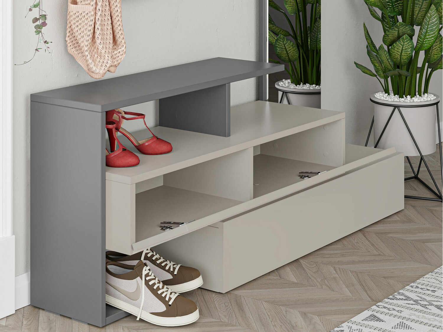 Conjunto de recibidor Kailua 502 (Antracita + Crema)