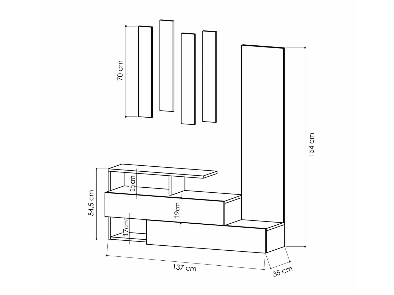 Conjunto de recibidor Kailua 502 (Antracita + Crema)