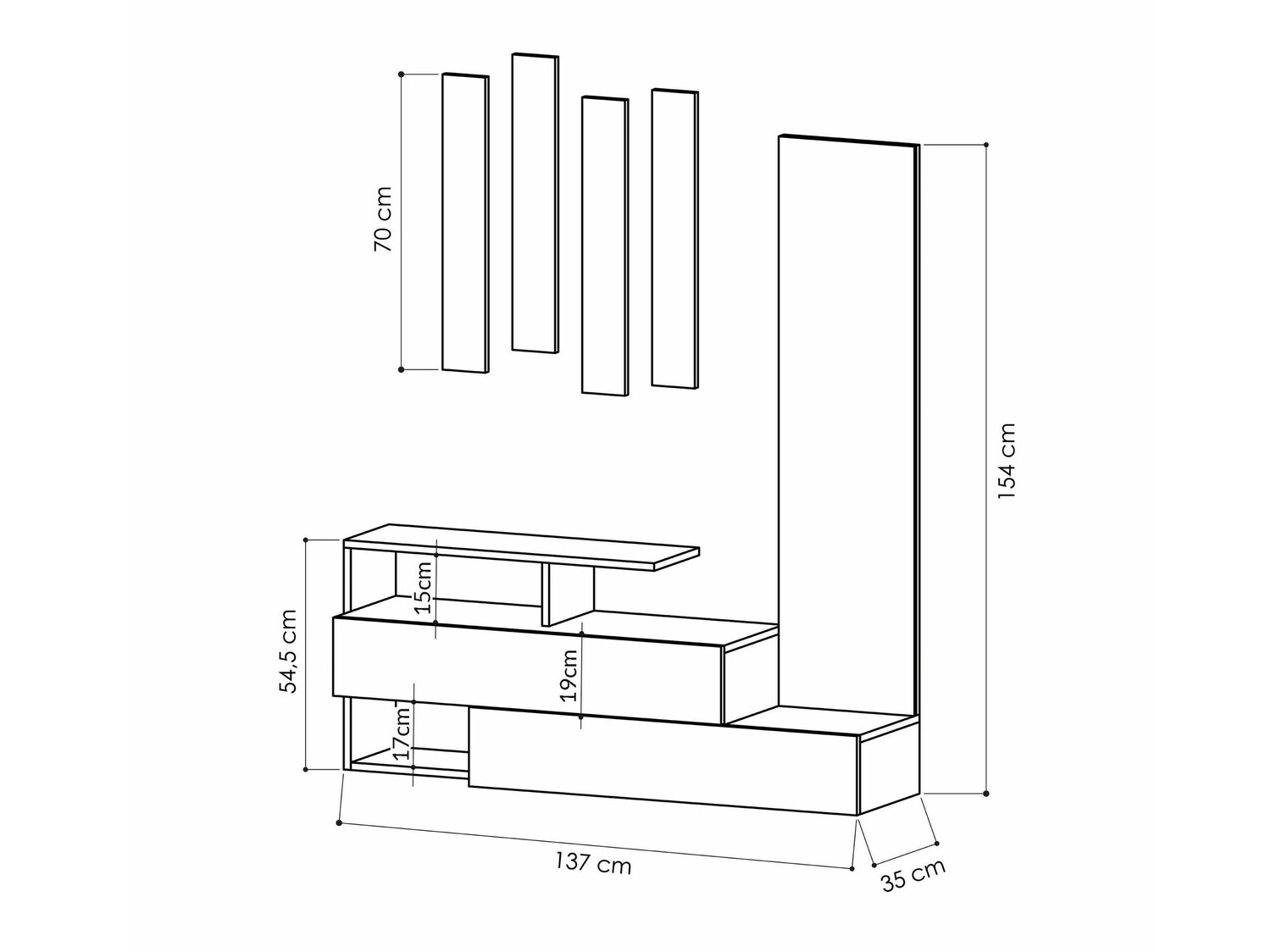Conjunto para recibidor Kailua 502 (Blanco + Roble)