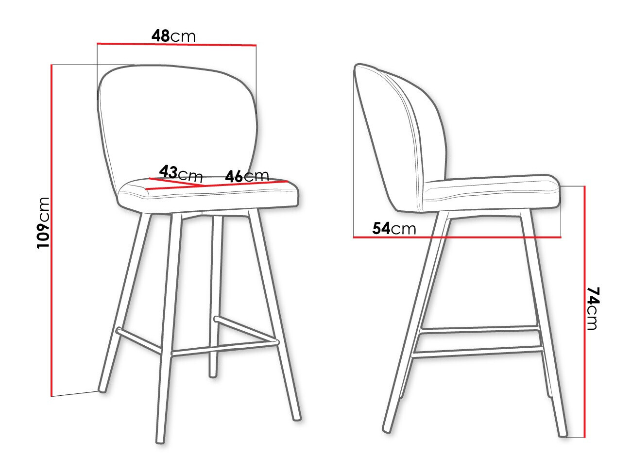 Silla de barra Jackson 101 (Negro + Magic Velvet 2250)