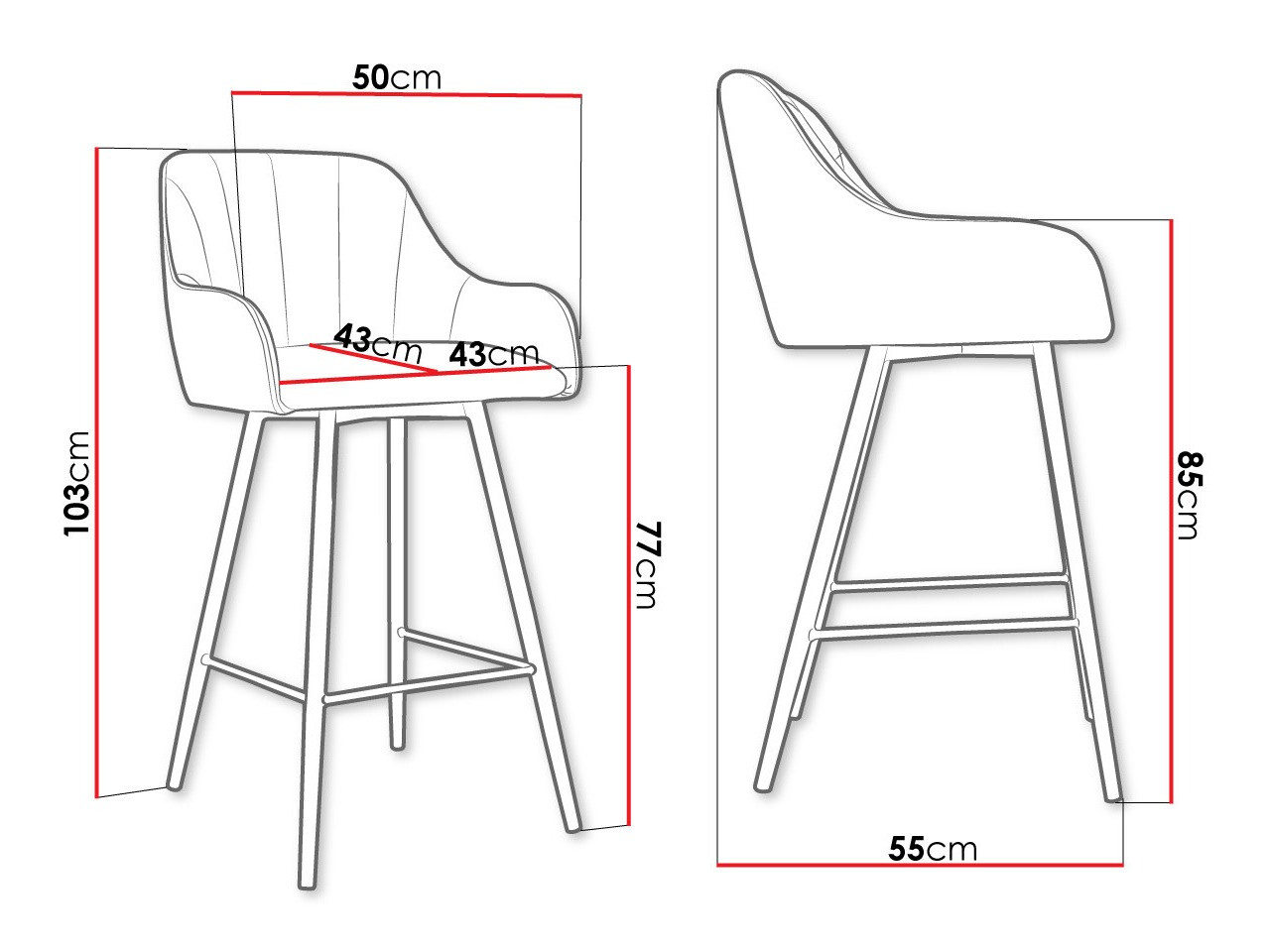 Silla de barra Jackson 102 (Negro + Magic Velvet 2209)