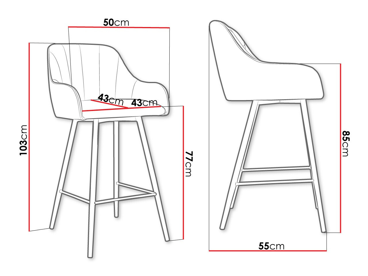 Silla de barra Jackson 102 (Negro + Magic Velvet 2219)